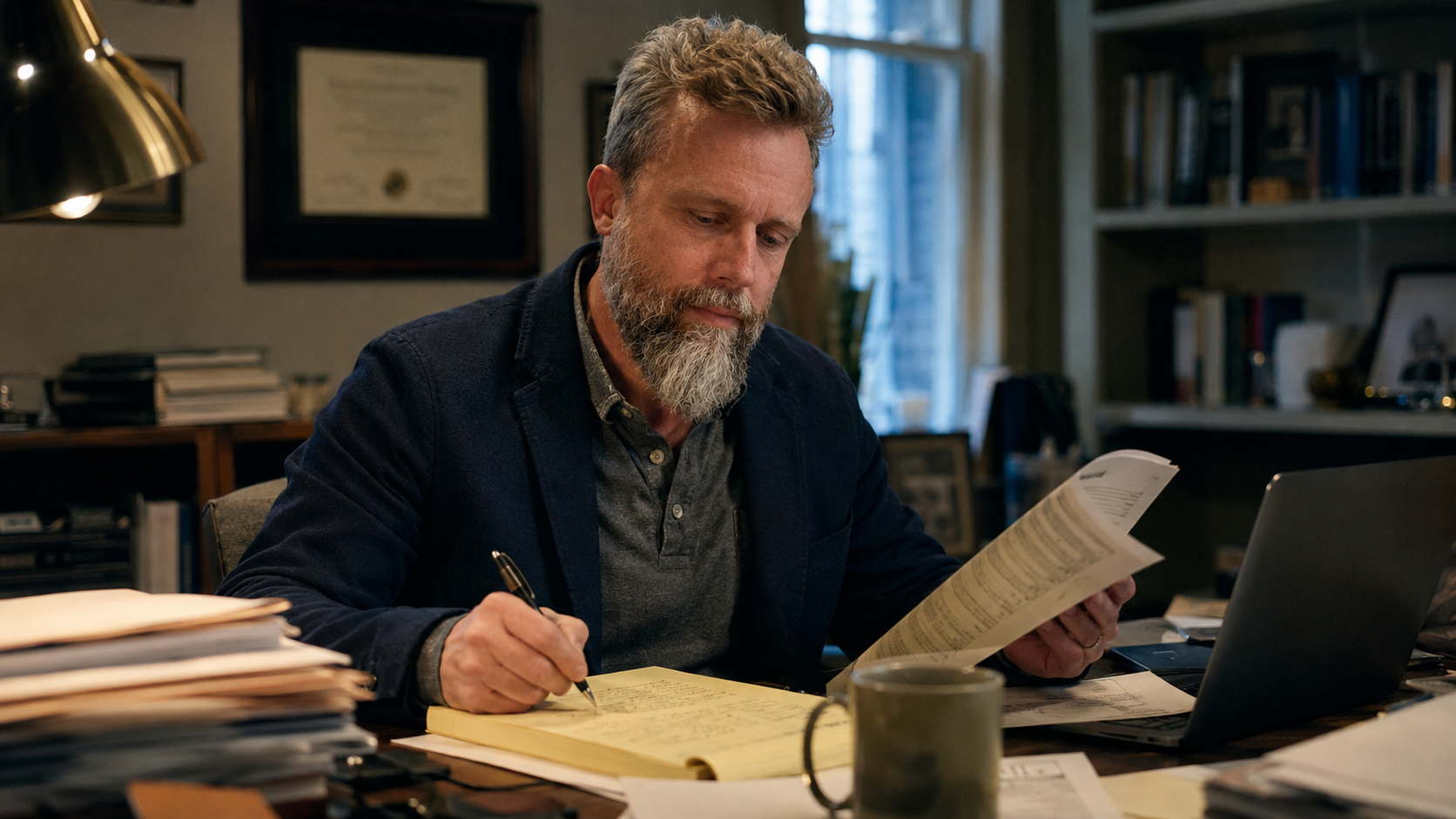 Taylor C. Berger at his desk in Oxford, Mississippi